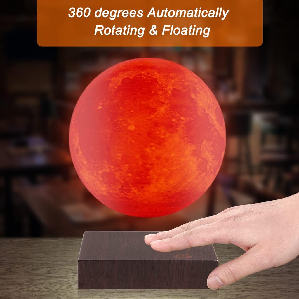 Rotating 3D Moonlight Magnetic Levitation Lunar Night Light Unique Holiday Birthday Gift Room Table Desk 16 Colors LED Moon Levitating Moon Lamp