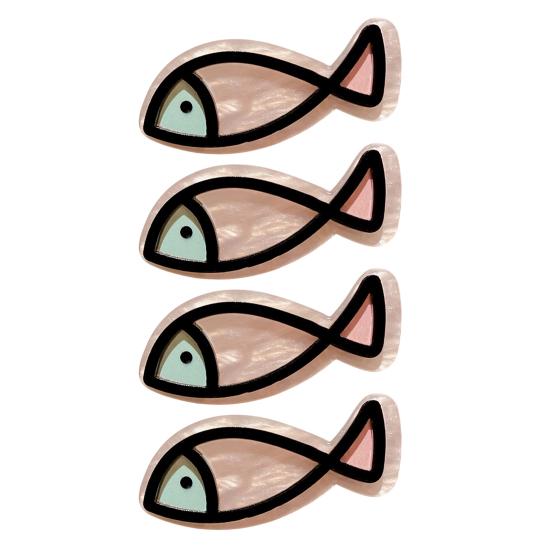 4Pcs Girl Hairpin Macaron Color Ocean Fish Shape Acrylic Hair Clips Smooth Rounded Edges Daily Styling Hair Accessory
