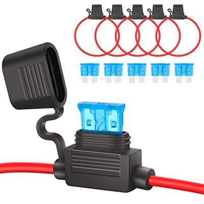 Sicherungshalter Auto 16Awg 5 Stück Auto-Sicherungshalter Kupferkabel Auto-Sicherungshalter mit 15A-Autosicherungen für Auto/LKW/Motorrad/Boot