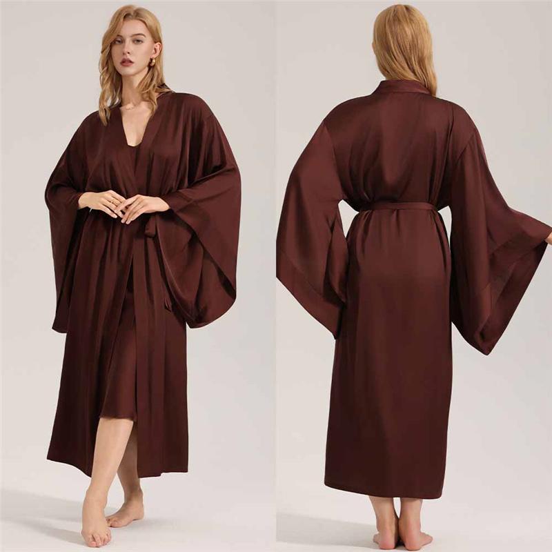Luxury Satin & Chiffon Sleepwear Set Elegant  Comfortable Sexy Sleeveless Dress + Robe 2-Piece Pajama Loungewear Set