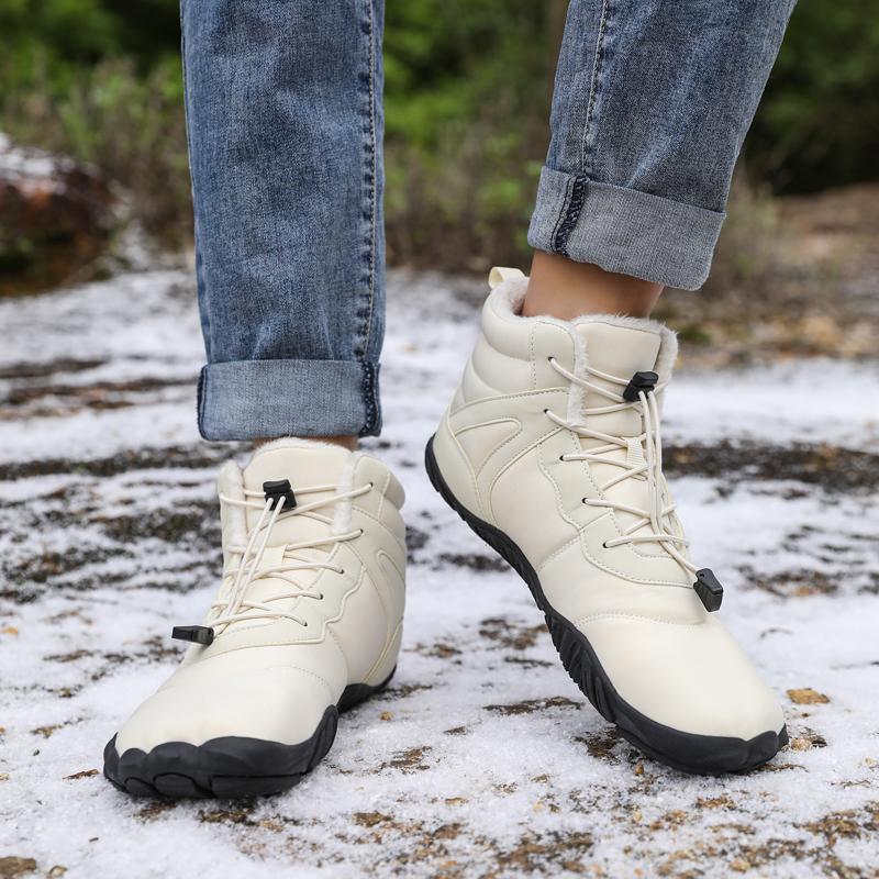 Men High-top Cotton Shoes Unisex Winter Plush Snow Boots Non-slip Women Outdoor Hiking Sneakers Wear-resistant Casual Walking Shoes