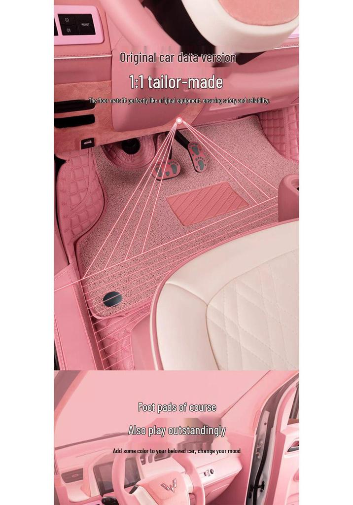Compatible Floor Mats for Wuling Hongguang MINI EV Macaron Third Gen - Mini Silk Loop Carpet for Women