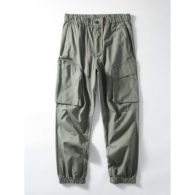 American Retro Heavy Weight Pure Cotton Functional Cargo Pants Men s Autumn and Winter Trendy Ankle Banded Pants Export Cattle Goods Casual Pants Army Green XL