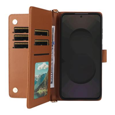 For Samsung Galaxy S25 FE Case with Shoulder/Wrist Strap Leather Phone Cover Stand Wallet