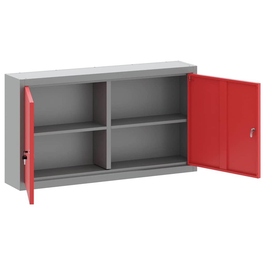 Tool Cabinet with Shelf Red and Grey 100 x 20 x 55 cm