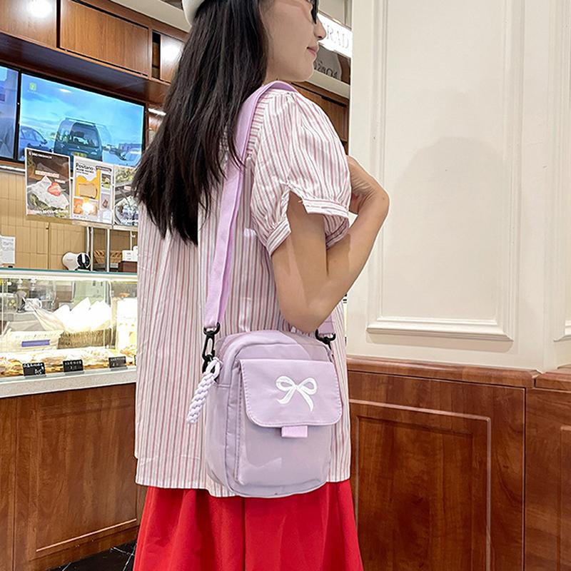 Women Bow Fashion Shoulder Bag Adjustable Strap Trendy Crossbody Bag Solid Color Daily Sports Messenger Bag Purses And Handbags
