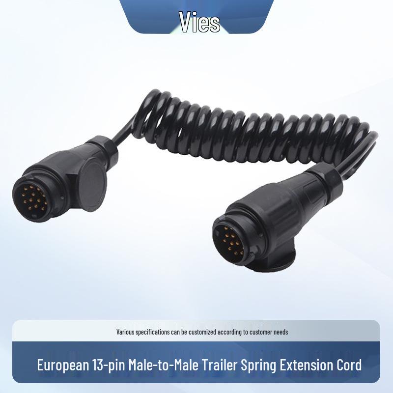 13-Pin European RV Adapter Extension Cord with Spiral Cable
