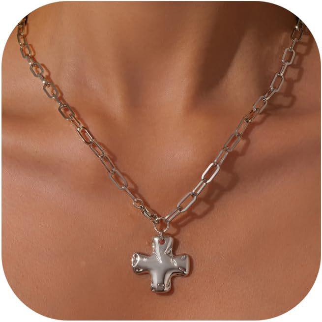

Dicheng 18K Gold Plated Cross Pendant Stainless Steel Choker Necklace