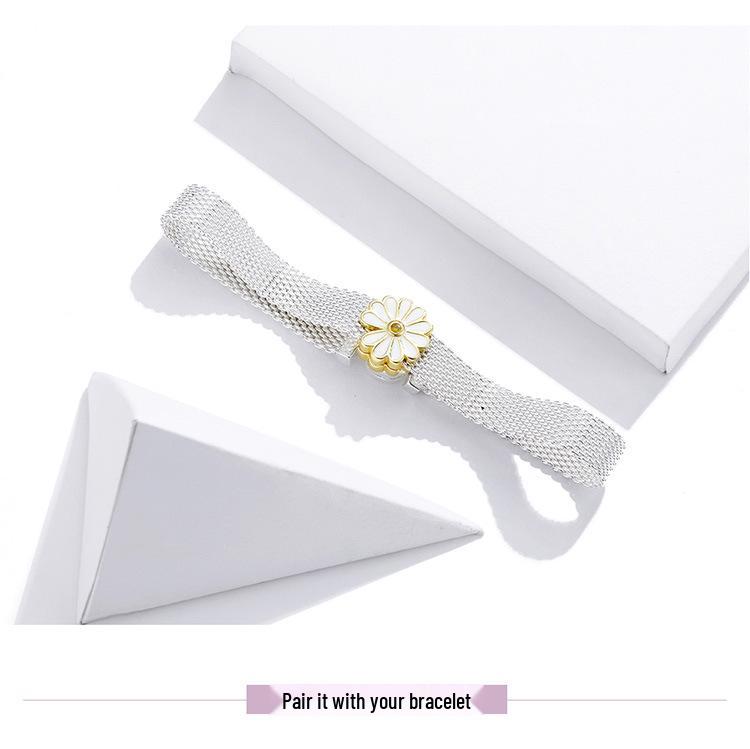 Daisy 925 Silver Gold-Plated Zircon Beaded Bracelet SCX118