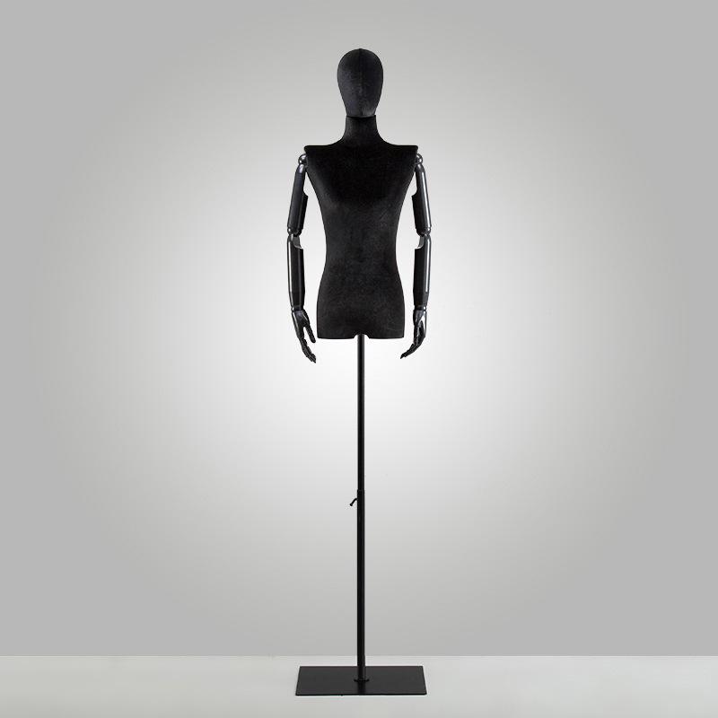Korean Style Black Off-Shoulder Women's Half Body Mannequin with Right Angle Shoulder and Full Body Display Stand