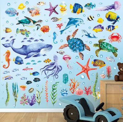 BASHOM Underwater Wall Stickers Decorative Wall Art for DIY Projects Wall Transfer Stickers for and Living Rooms Vinyl Room Decor Suitable for Infants