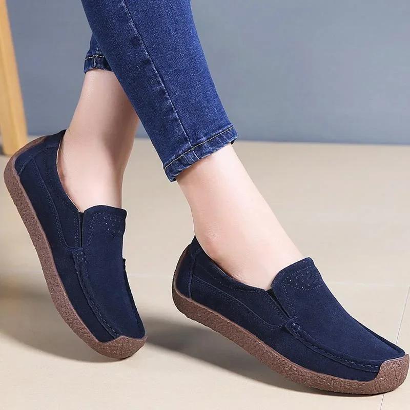 Pantofi Casual Damă Piele de Vacă Suedeză Mocasini de Damă pentru Birou Mocasini Superficiali Pantofi de Condus Pantofi Plați Mamă Asistentă Medicală Zapatos De Mujer