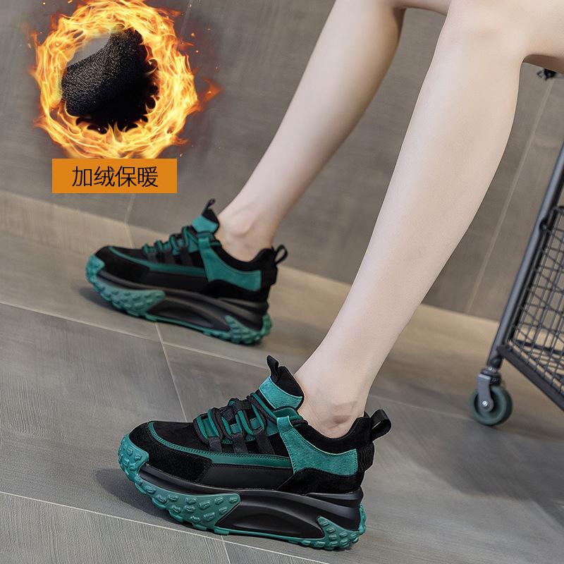 

Dad shoes fleece matte leather 2025 spring new women s platform sports shoes casual fashion versatile student shoes women 40