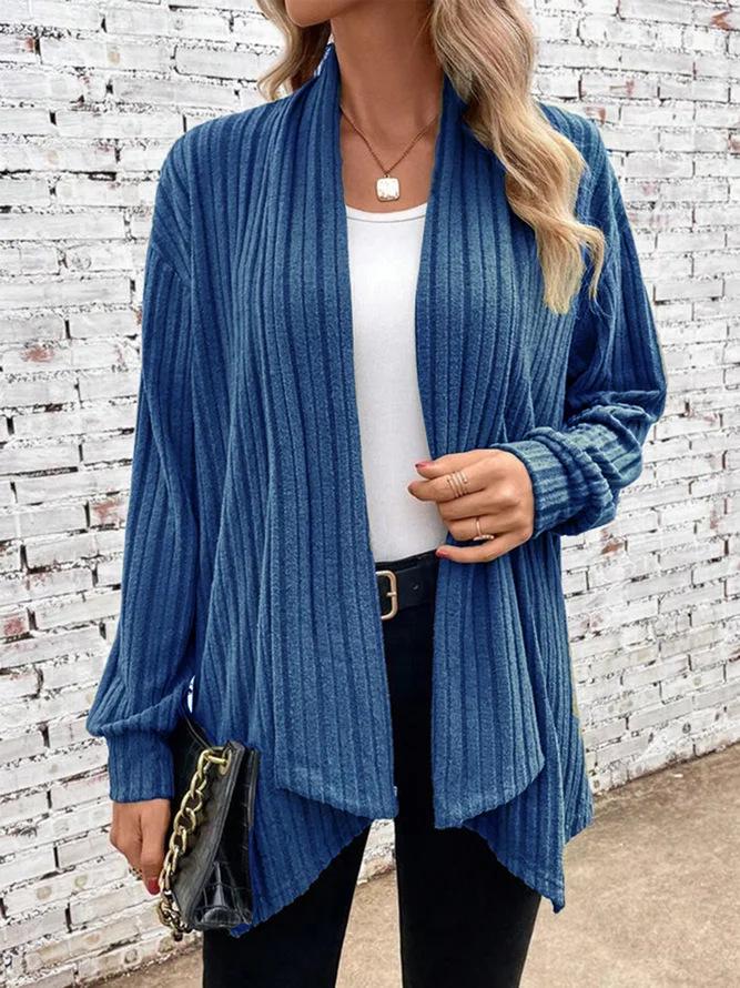 2026 Women's Solid Color Long Sleeve Loose Cardigan Jacket for Autumn and Winter