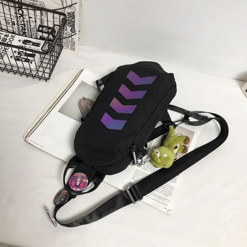 

Large Capacity Multifunction Waterproof Colorful Reflective Crossbody Bag Unisex Punk Hip Hop Fanny Pack Casual Sport Chest Bag чёрный
