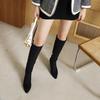 Women's High-heeled Boots Autumn and Winter New Simple Temperament Thick Heel Large Size Suede Medium Boots