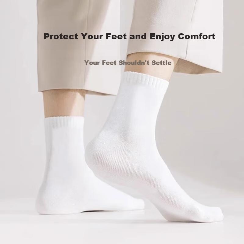 Jtrip Disposable Socks, Unisex Mid-Calf Socks, No-Wash Daily Disposable Breathable Sweat-Absorbing Travel Business Training Socks, 10 Pairs