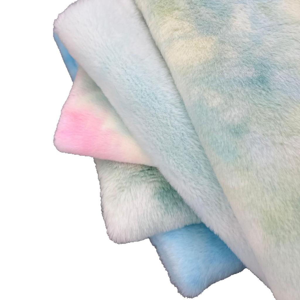 Gradient Tie-Dye Rabbit Fur Plush Fabric for Clothing, Bags, Toys, and Home Textiles.