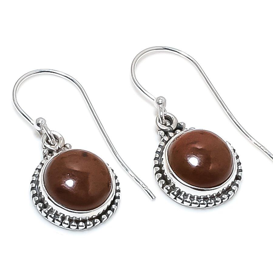 

Natural Mahogany Obsidian Gemstone 925 Solid Sterling Silver Earring 1.25 f3V67