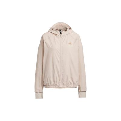 Einfarbiger Logo Locker Geschnittener Zip-Up Hoodie Damenjacken Hellgrau Braun IP3959