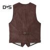 Men Corduroy Vest Coat V-neck Sleeveless Single Breasted Buttons Waistcoat with Pockets Solid Color Vest Jacket