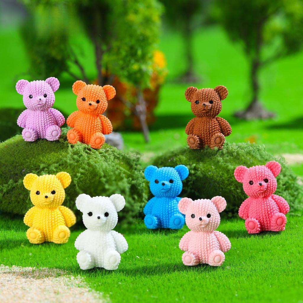 10Pcs/lot Cartoon Bear Animal Miniatures Resin Ornaments Fairy Garden Decoration Moss Terrarium Micro Landscape
