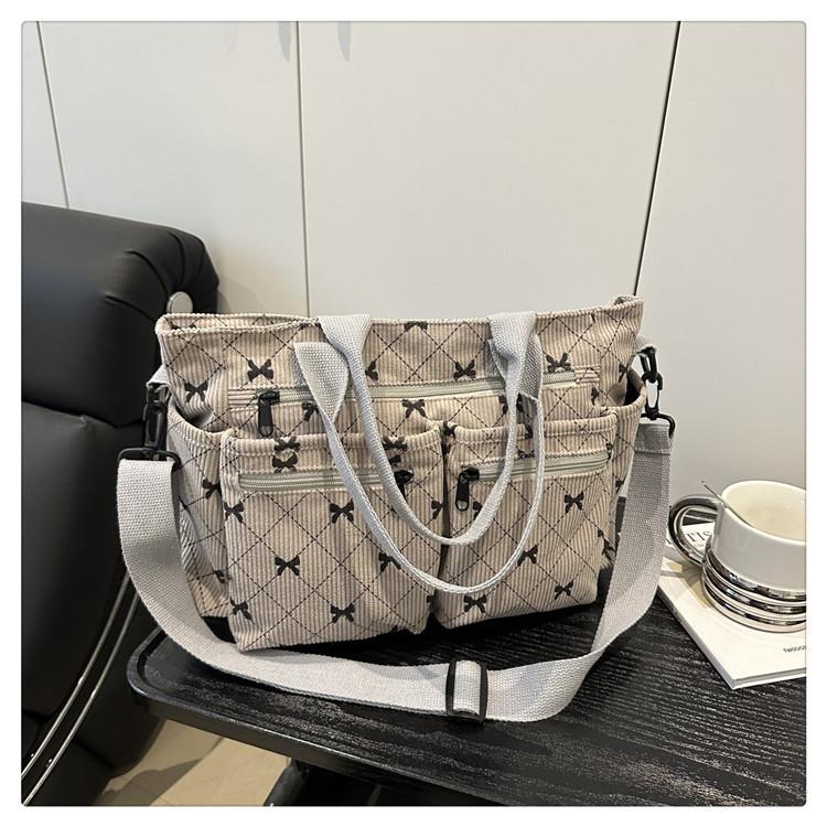 Minimalist Womens Tote Bag With Corduroy Material For Daily Commuting And Fashion Style