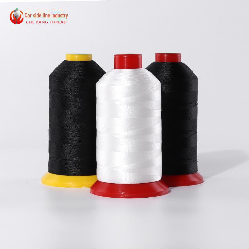 High-Strength Black & White Sewing Thread for Clothing & Leather - Polyester/Nylon 150D/250D/300D, Large Roll