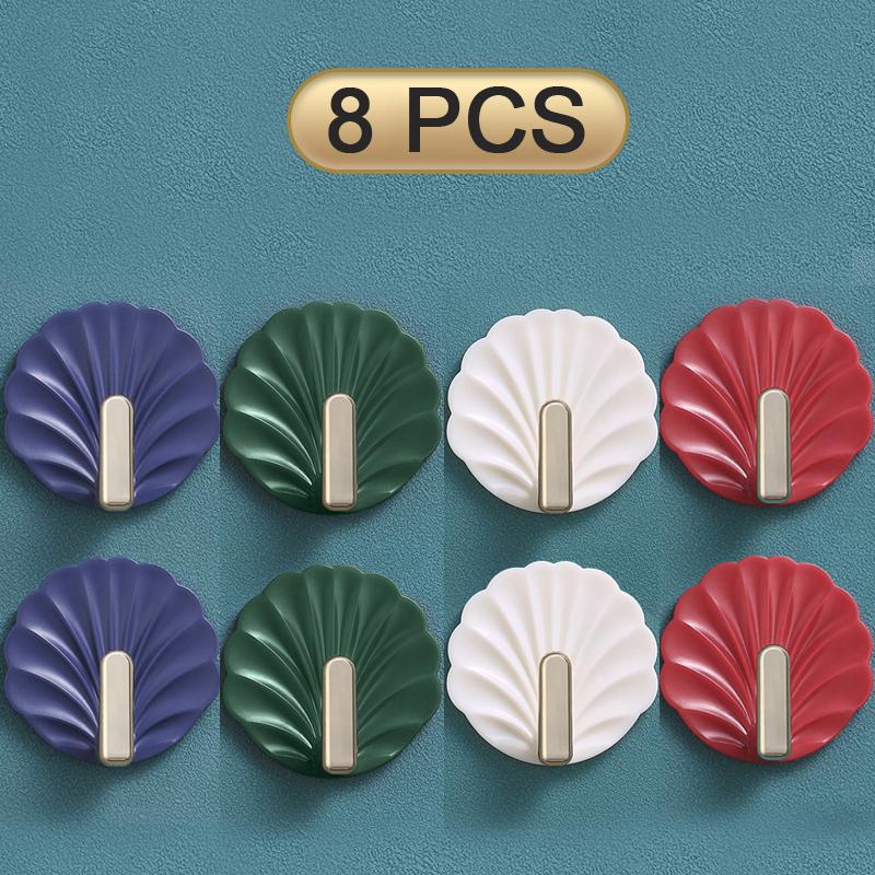 8/4PCS Punch-Free Strong Wall Hooks Luxury Strong Sticky Coat Hanger Rack Clothes Bag Key Kitchen Door Organizer Easy Install