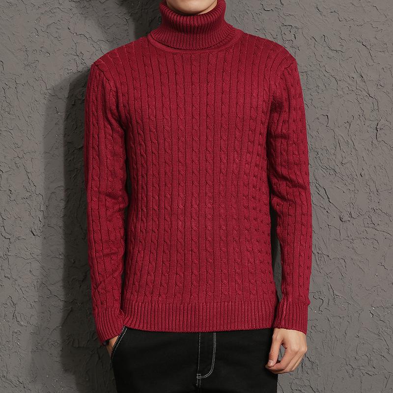 Winter Korean Style Men s High Neck Thick Pullover Sweater Knitwear XL
