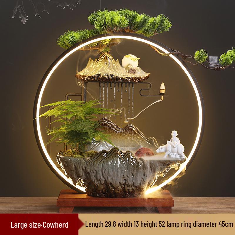 Flowing Water Backflow Incense Fountain & Humidifier - Perfect for Home, Office, or Gift Decoration.