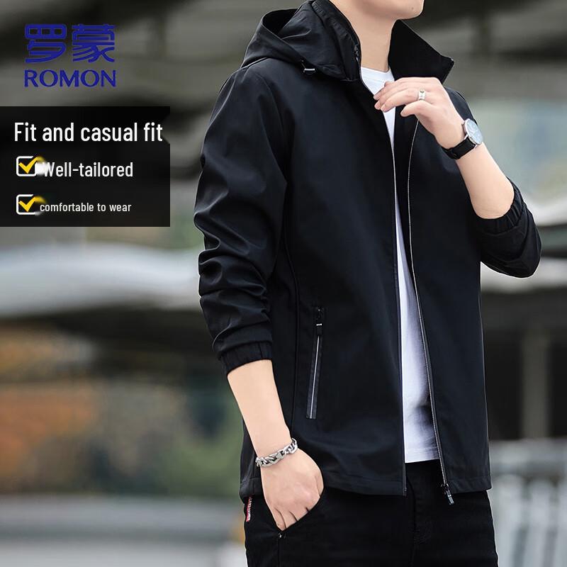 ROMON Men's Autumn Fashion Commuter Hooded Jacket