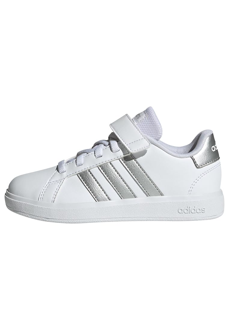 

Sneakers Grand Coat Lifestyle Coat Elastic Lace Top Strap Kids Footwear Silver cm [Adidas] & White/Matte Silver/Matte (GW6516) 19.0