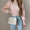 CREAM Knit Pullover Square Long Bubble Puff Solid Casual Everyday Korean Harajuku Elegant One Women's Sweater, Top, Neck, Sleeves, Sleeves, Sleeves,