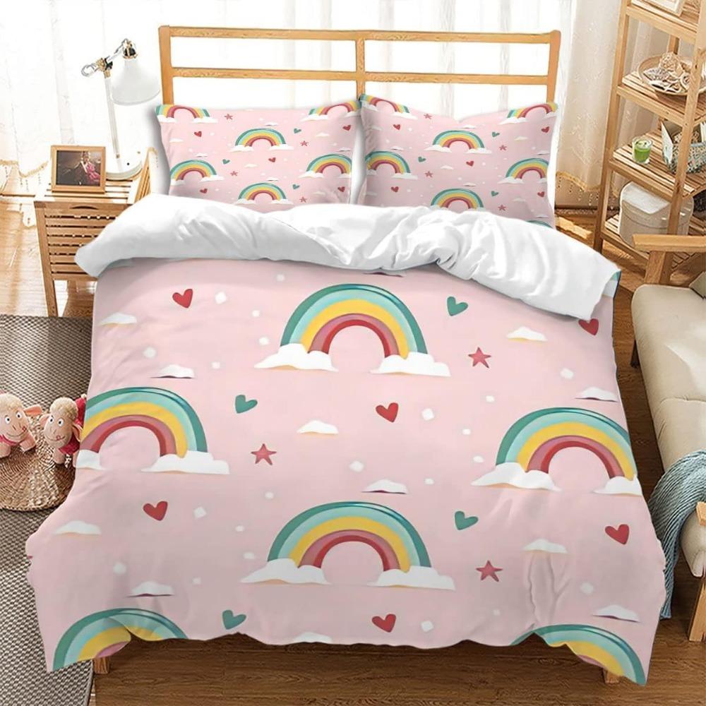 

Colourful Striped Bed Linen,Microfibre Bedding Sets, Children s Bed Linen with Zip Room Decor Duvet Cover for Teenagers adult 90x200cm