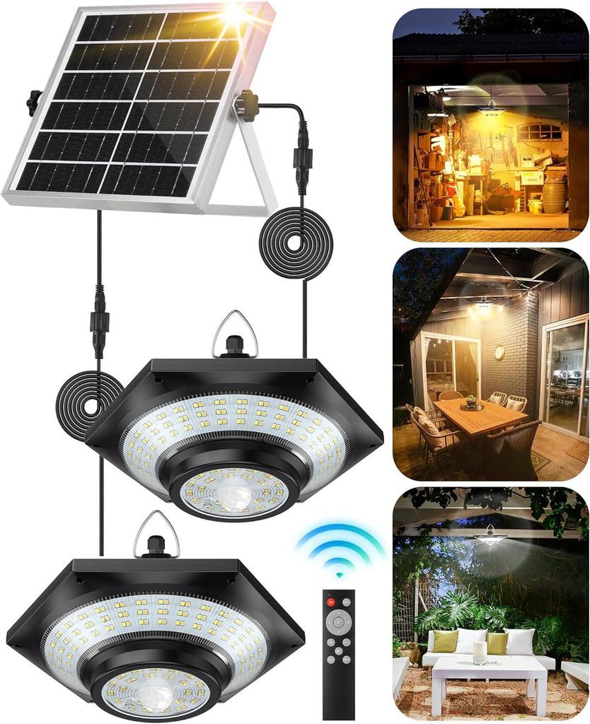Outdoor Solar LED Pendant Light for Balcony, Pavilion, Terrace, Shed, Garage, and Courtyard.