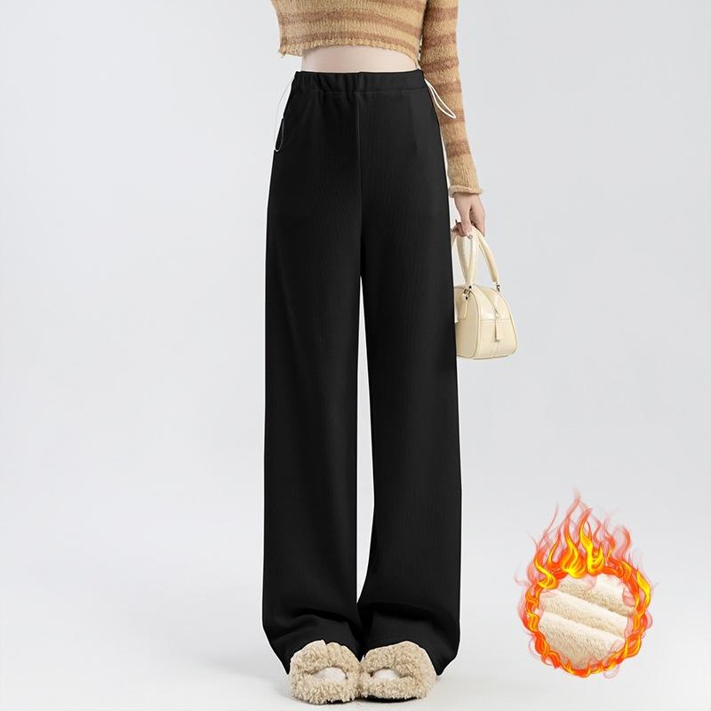 #-3 New maternity wide-leg pants drawstring arctic velvet straight-leg pants loose casual trousers for outer wear