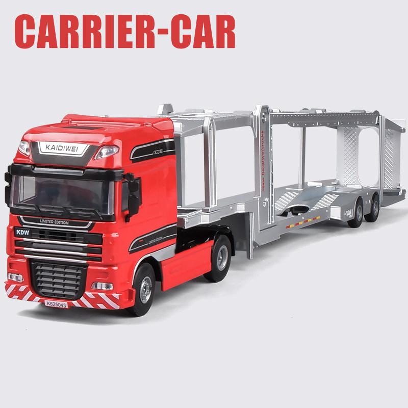 1/50 Alloy Double Deck Flatbed Trailer Model Diecast Metal Heavy Semi Trailer Transport Vehicle Truck Car Model Simulation Kids Gifts
