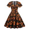 Women's Digital Printing Short-Sleeved V-Neck Casual Printing Hem Dress