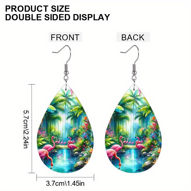 Unique Flamingo PU Leather Earrings Fashion Earrings Holiday Gifts for Friends Party Fashion Accessories Elegant Earrings Party Earrings