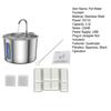 Dog Water Fountain 2.2L Stainless Steel Quiet Pet Fountain with Quadruple Filtration System Purification Fountain with Visual Water Level for