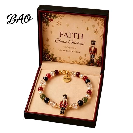 Non-fading Bracelet Christmas Bracelets for Women, Santa Claus Elk Snowman Tree Wear-resistant Beaded Bracelet, Holiday Jewelry Gifts Stocking