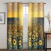 3D Oil Painting Sunflower Ocean Curtains Blue Sky Sunrise Bedroom Living Room Balcony Kitchen Decorative Curtains 2 Panels