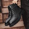 Fashion Fur Warm Winter Genuine Leather Men Long Boots Breathable High Top Shoes Outdoor Casual Men Winter Shoes Autumn Sneakers Boots