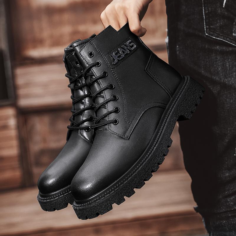 Fashion Fur Warm Winter Genuine Leather Men Long Boots Breathable High Top Shoes Outdoor Casual Men Winter Shoes Autumn Sneakers Boots