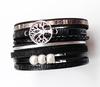 Hollow Tree of Life Multi-Layer Pearl Leather Bracelet with Magnetic Clasp
