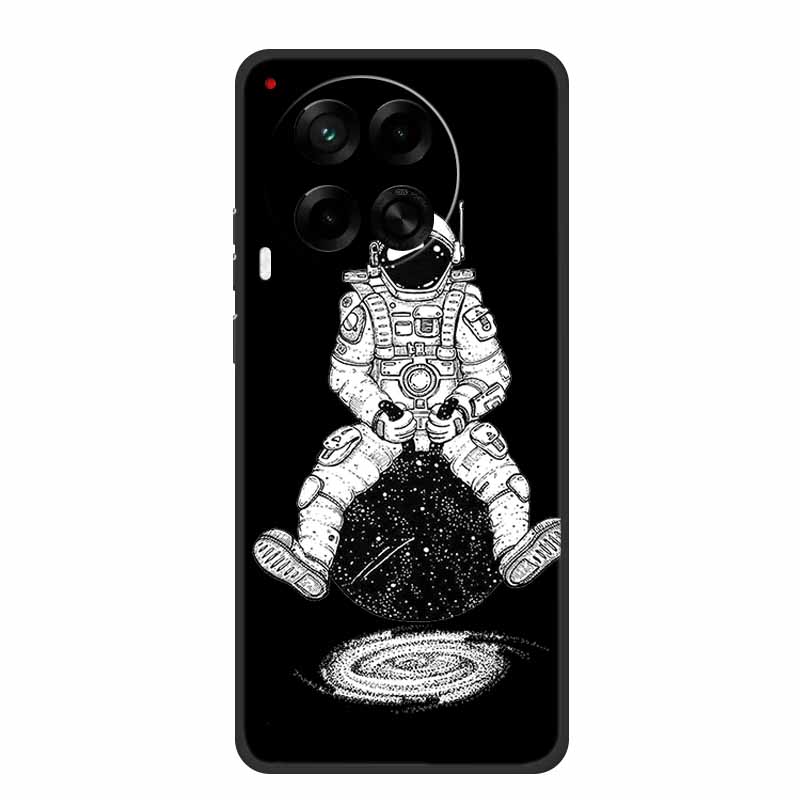 Black Silicone Case For Tecno Camon 30 Premier Pro Case Cartoon Cat Soft Back Cover Case For Tecno Camon 30 S 30S Pro Phone Case