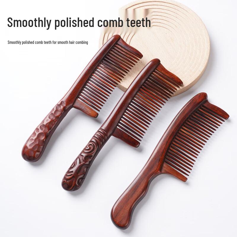 Baiduoyang Natural Red Sandalwood Engravable Fine-Tooth Comb
