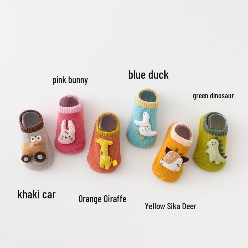 

Осенне-зимние нескользящие детские хлопковые носки с мультяшным рисунком животных L 3-5 years, foot length 14-16 cm