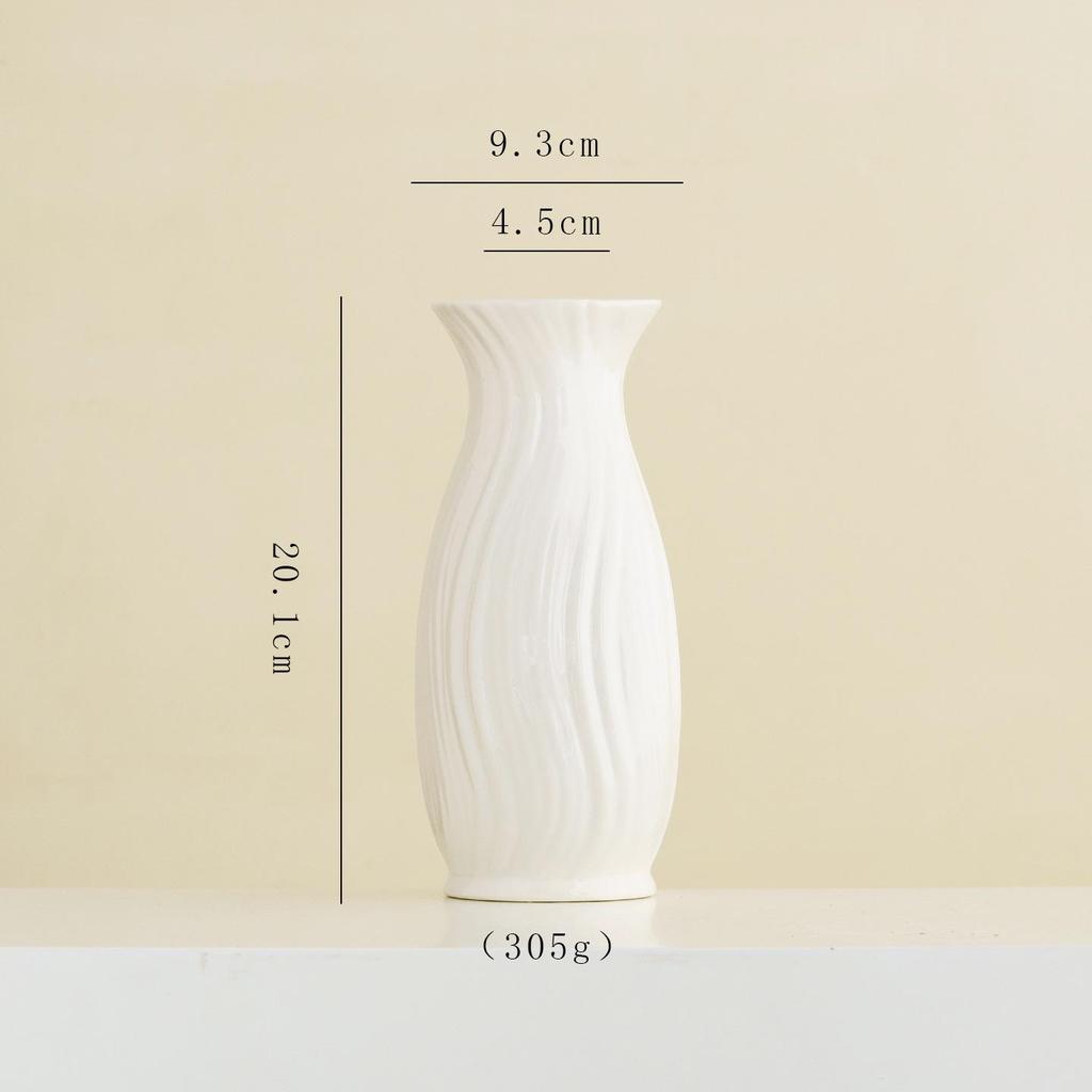 Vaso di Lusso in Ceramica Bianca Nordica per Fiori Secchi e Freschi, Ornamento Decorativo Creativo per Scrivania del Soggiorno.
